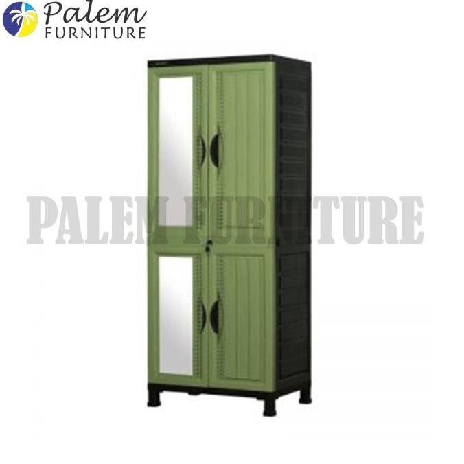 Lemari Pakaian 2 Pintu Napolly Rak N Kaca Motif Rotan Cabro 85 Napolly Gunanisnan