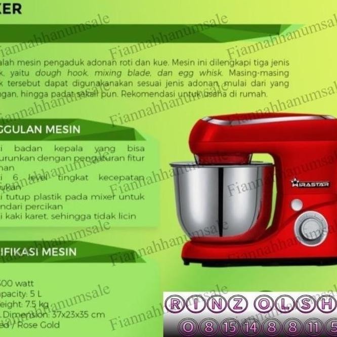 Terjangkau Mixer Roti Wirastar B-5 Mixer Kue B5 Wiratech 5.5 Liter Tokolimapuput
