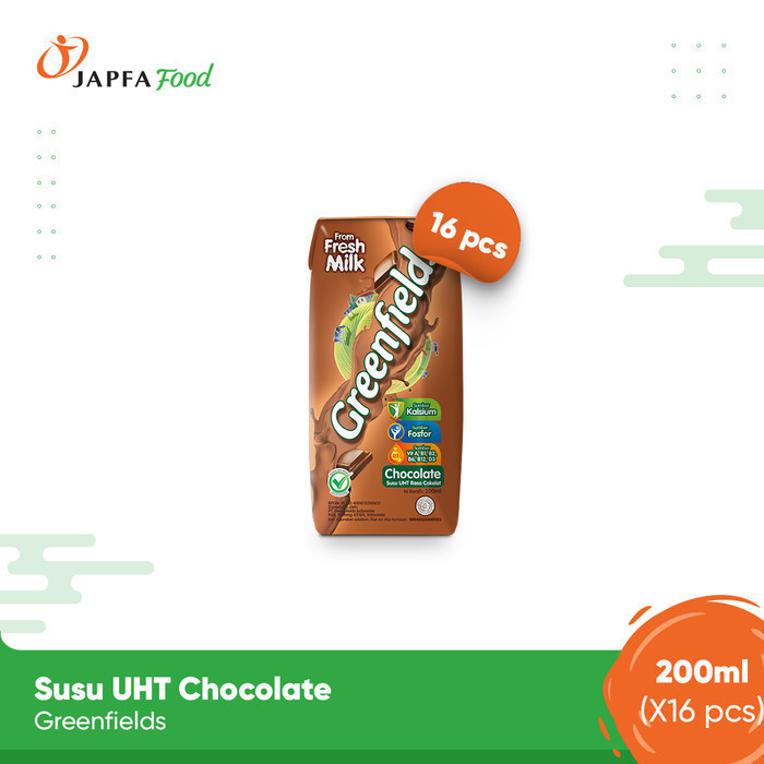 

Greenfields Susu UHT Chocolate 200ml - Isi 16 pcs - 100% Fresh Milk dari Greenfields Farm