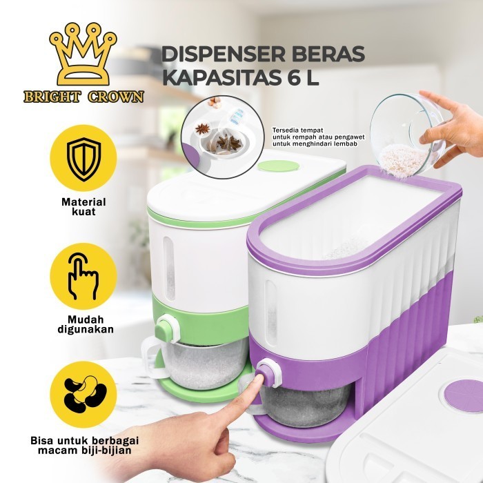 

Bright Crown Dispenser Beras Kapasitas 10 Liter Free Wadah Pengering