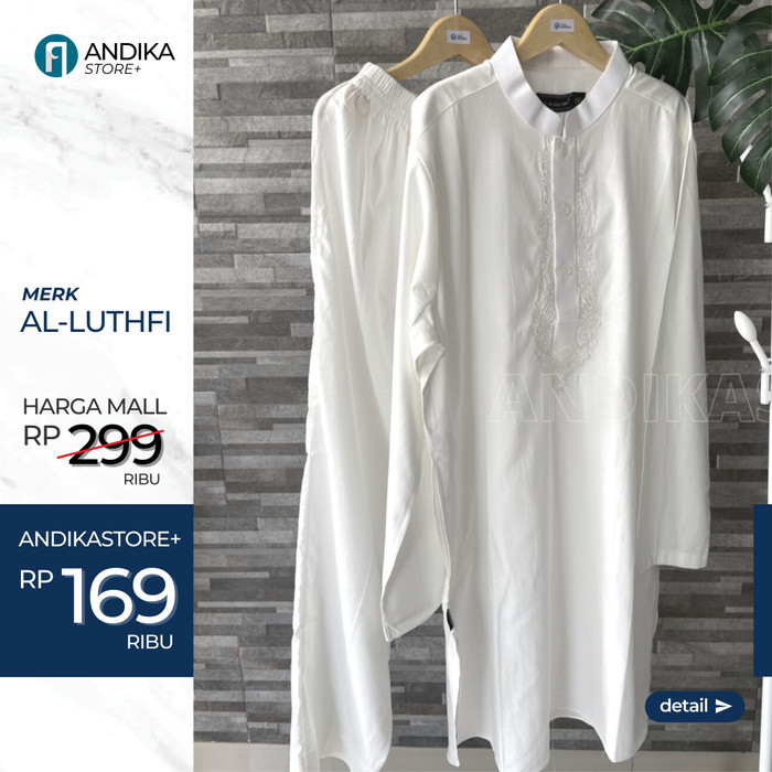 Baju Koko Setelan Pakistan - Al Luthfi - Putih