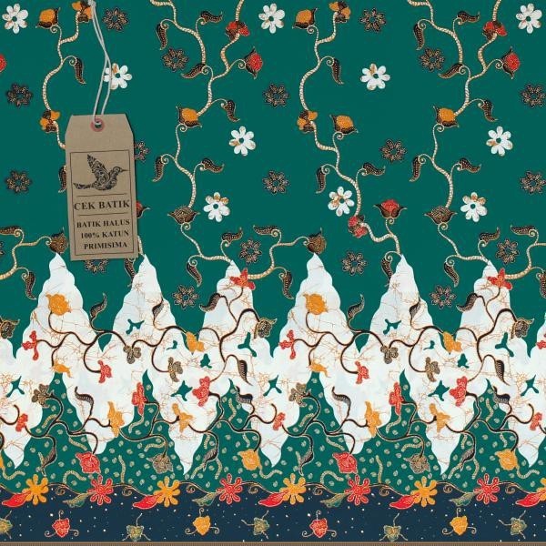 Kain Batik - Motif Paras Madura Bunga Unik (Hijau Tosca)