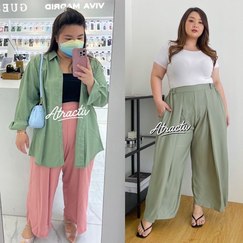 [THE BEST COLLECTIONS] ATRACTIV Celana Highwaist Big Size Celana Kantor Jumbo Celana Sage Green Big