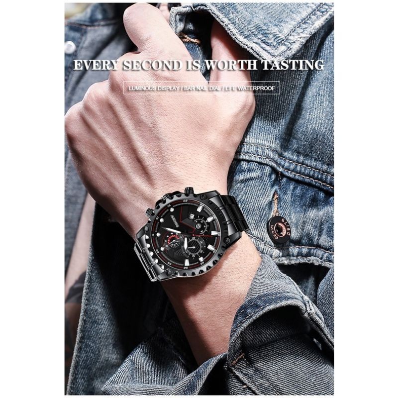 [FOR MEN] FAVORIT PRODUCT COD 100% OriginalJam Tangan Pria FNGEEN 5757 Luxury Stainless Steel Quartz