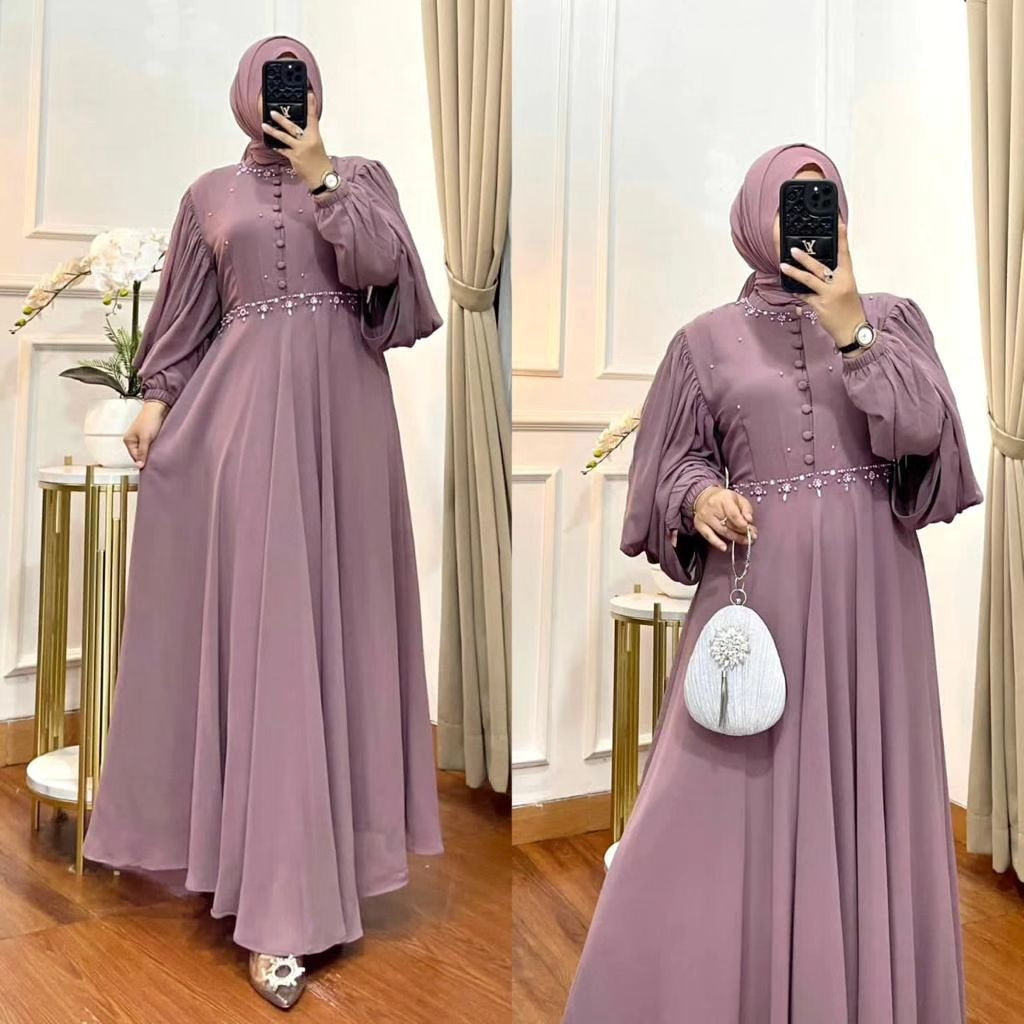 Gamis Wanita Terbaru 2024 Games 3In1 Simpel Maxidress Maxi Brokat Dres Kondangan Busui Baju Muslim R