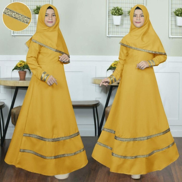 Gamis Anak Usia 8-12 Tahun Inayah Kids Model Gamis Anak Terbaru Gamis Anak Syari Bergo List Lisa Kid