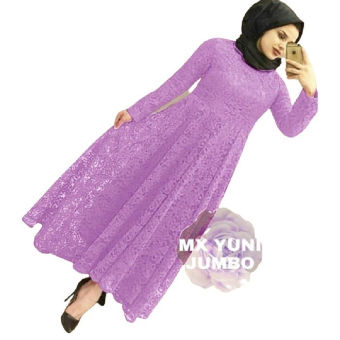 Gamis Lebaran 2023 Model Gamis Terbaru | Gamis Ceruty Baby Doll Full Furring Motif Renda Kekinian | 