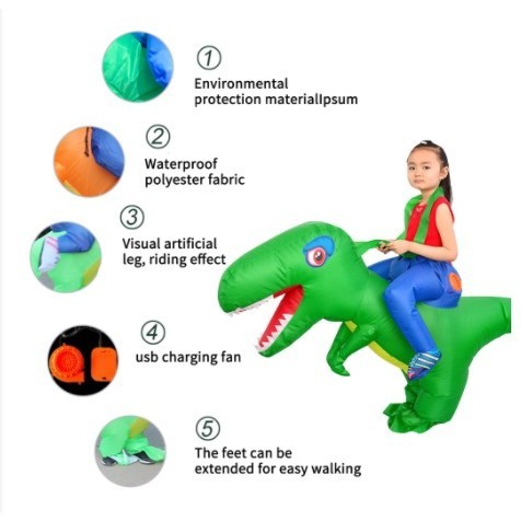 [SVT COLLECTIONS] KOSTUM DINO / Kostum Dinosaurus Anak / Dinosaurus Tiup / Kostum Dinosaurus Tiup /