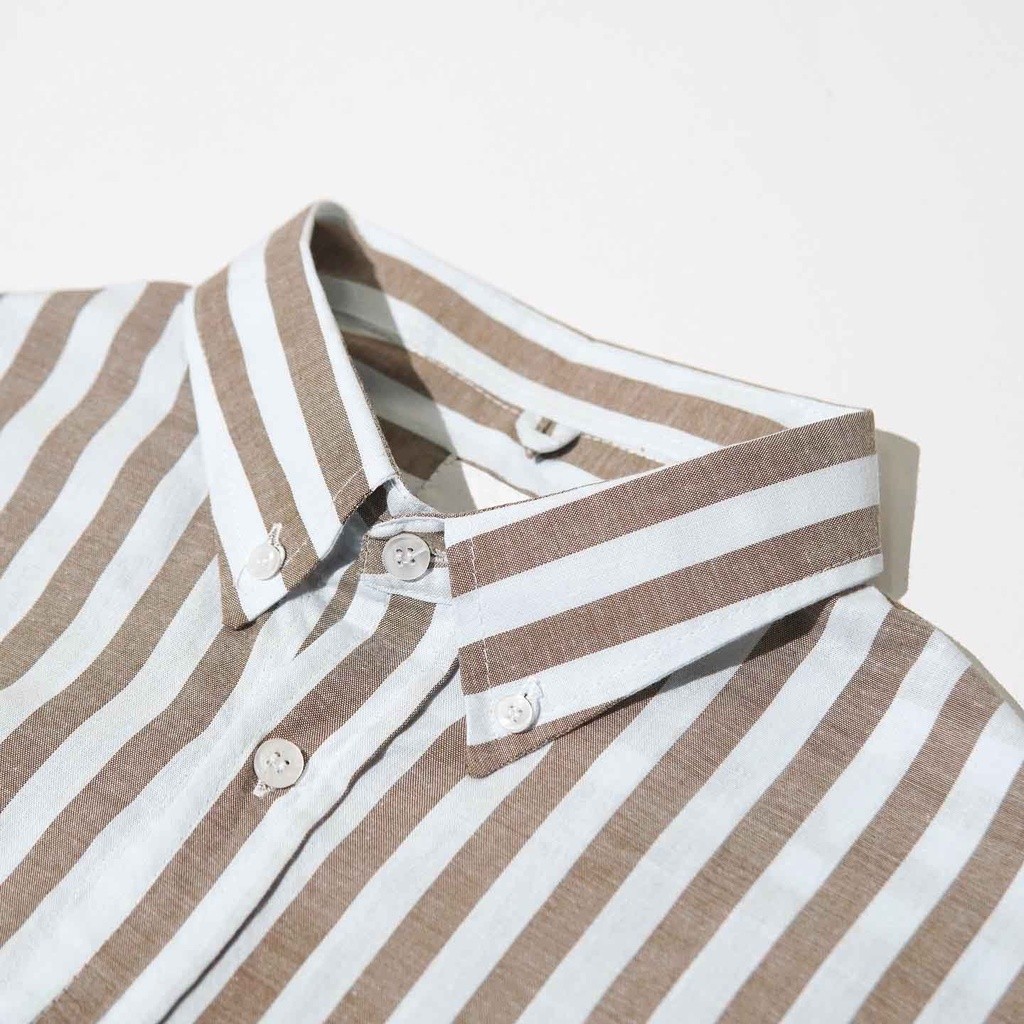 [HIGH QUALITY COLLECTIONS] HIGHTY HIGHTY Brown Stripes Shirt Kemeja Pria