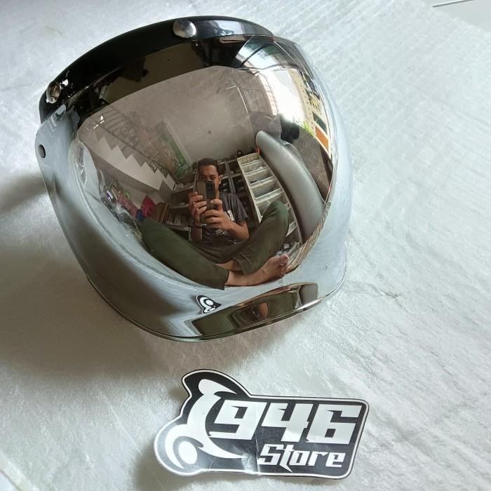 Snail Kaca Helm / Snail Visor Helm Vespa Retro F6 Silver Import Premium