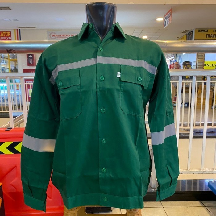 BAJU KERJA ATASAN LENGAN PANJANG COVERALL SAFETY IMJ - HIJAU