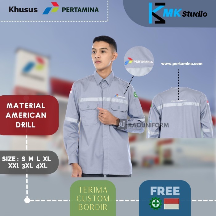 BAJU SAFETY TANGAN PANJANG PERTAMINA ATASAN WEARPACK PERTAMINA PROYEK