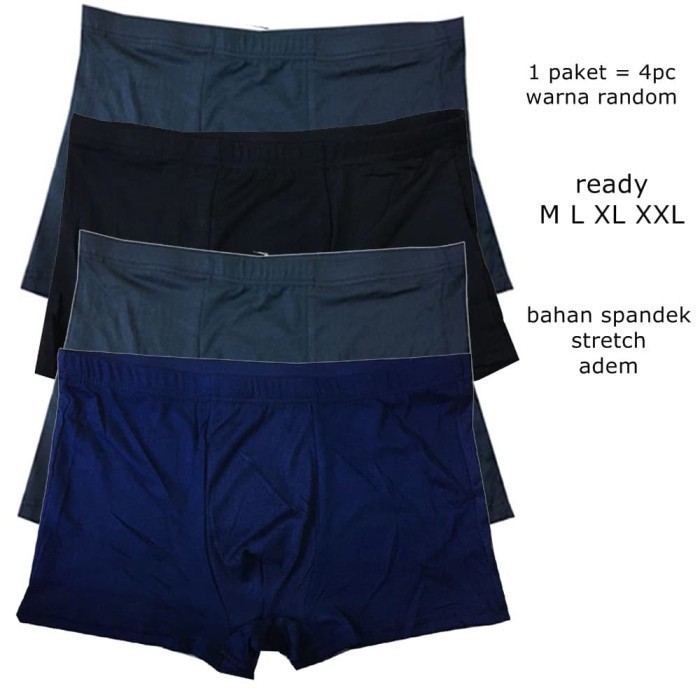 Vm - 4 Pcs Boxer Celana Dalam Pria Stretch Elastis