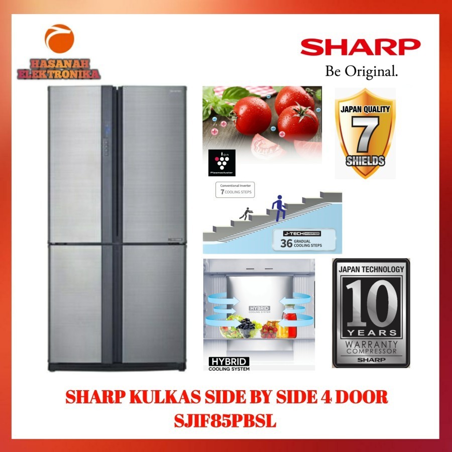 KULKAS SHARP SIDE BY SIDE HYBRID COOLING SJ-IF85PB-SL