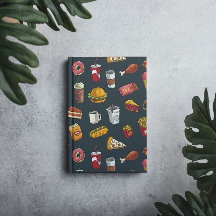 

BARANG TERLARIS Buku Notebook Journal Diary Hardcover Agenda Polos Dotted Pattern Food