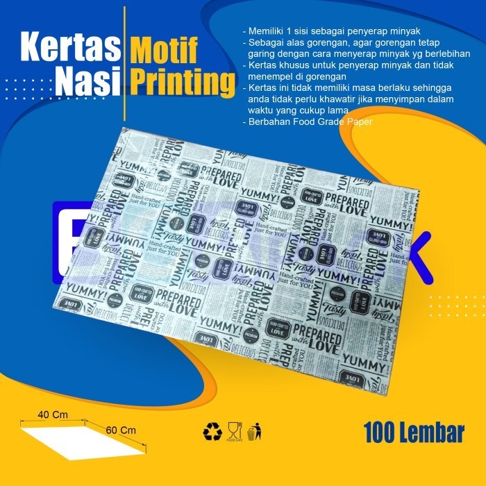 

Terlaris Kertas Nasi Motif Printing 40X60 Cm - Anti Lengket Isi 100 Pcs Promo Terbaru