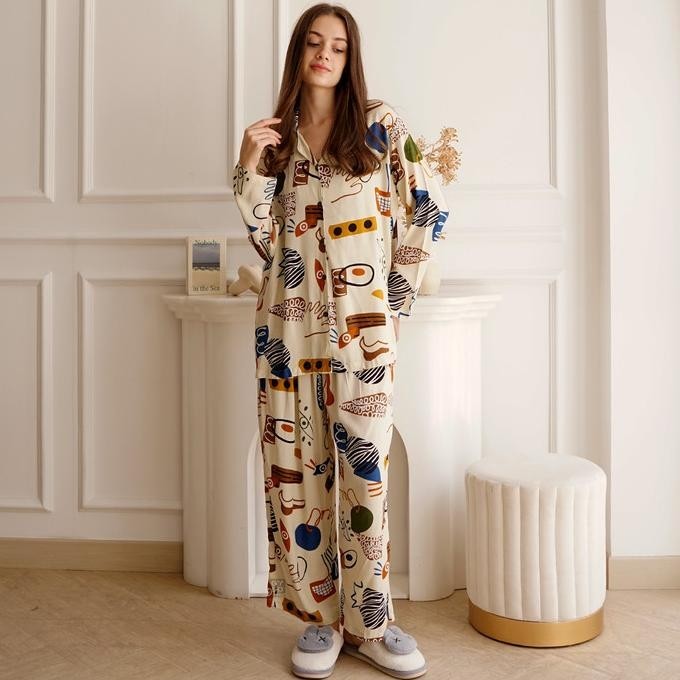 Gayalo - Setelan Piyama Panjang Kancing Busui Rayon Premium