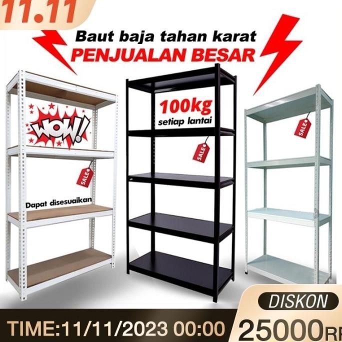 Rak Besi Siku 5 Susun Rak Tanpa Baut Serbaguna Boltless Rack Boltless Xaxahoki