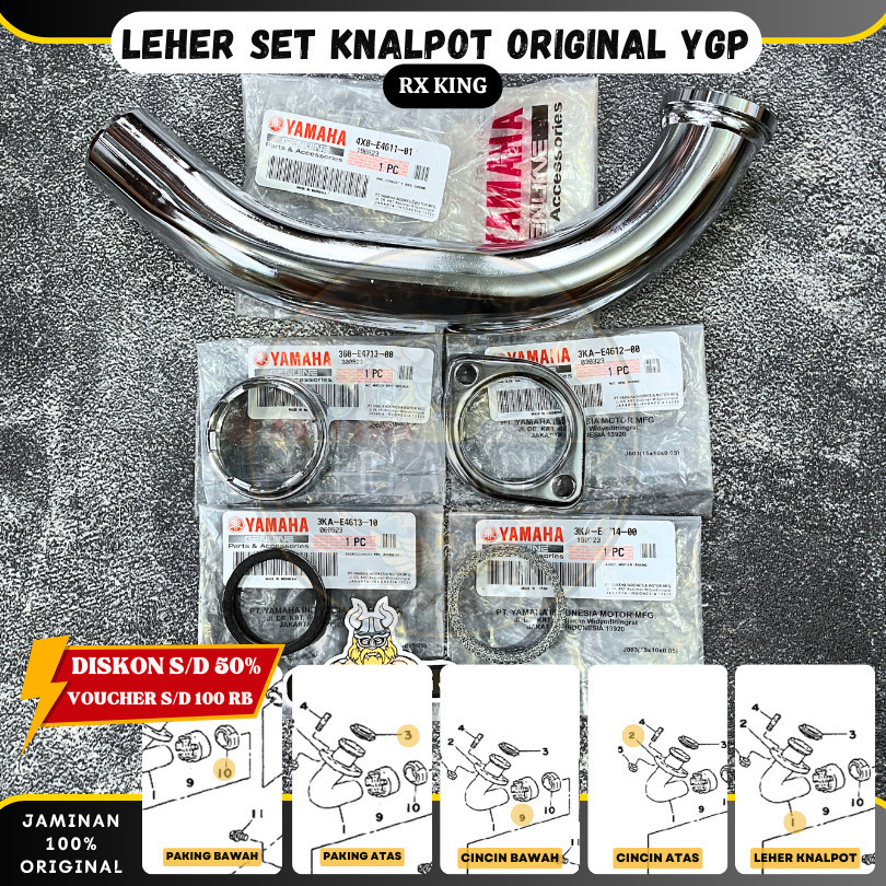 Leher & Cincin & Paking Knalpot Full set Rx King Rxk Rxs Old Original 4X8-E4611-01