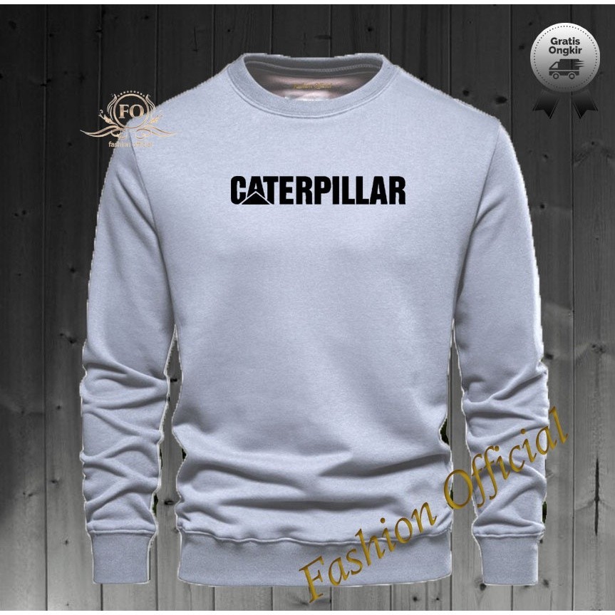 [HEAT IT UP] THE NEWEST Baju Sweater Distro Caterpilar Text Hitam Premium Quality Sweater Pria