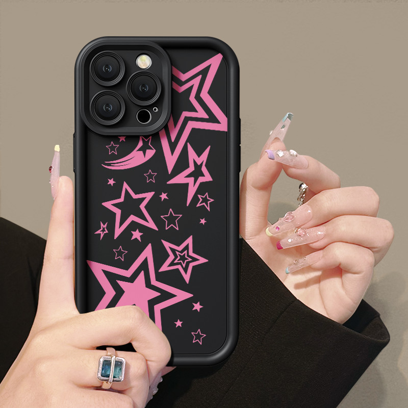 Pink Star Case For OPPO A15 A16 For A57 A17 A52 A53 A54 A5 A18 A38 Soft Case For A7 A78 A58 A74 A78 A9 A76 A1 A94 Casing For RENO4 5 6 7 8T 7z F9 Pro Fullcover Case 2020 4g 4 f 8 kesing cassing a5s softcase 5f reno 5g a92 a95 cesing a17k a98 hp 4f a55