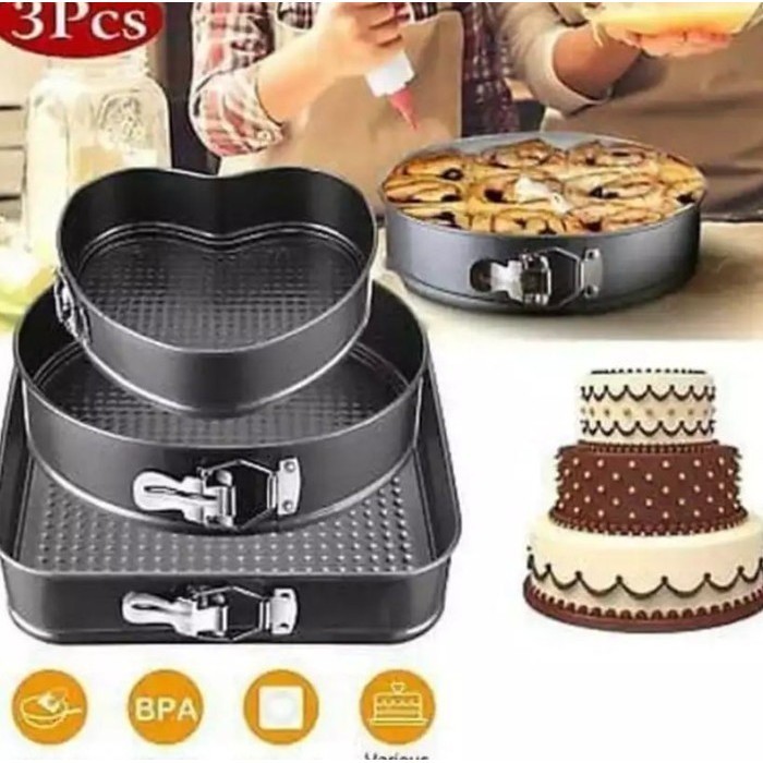 

Ht - Loyang Cetakan Kue 3In1 Isi 3Pcs Bahan Teflon Anti Lengket