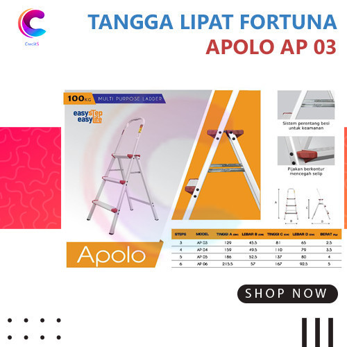 Tangga Lipat Apollo Ap 03 Fortuna Aluminium
