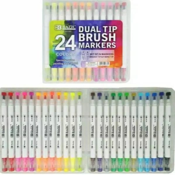 

Bazic Dual Tip Brush Marker 24 Brush Pen With Case