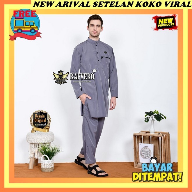 Baju Koko Kurta Lebaran Terbaru 2024 Dewasa Santri Polos Kekinian Satuset Baju Koko Pria Dewasa Terb