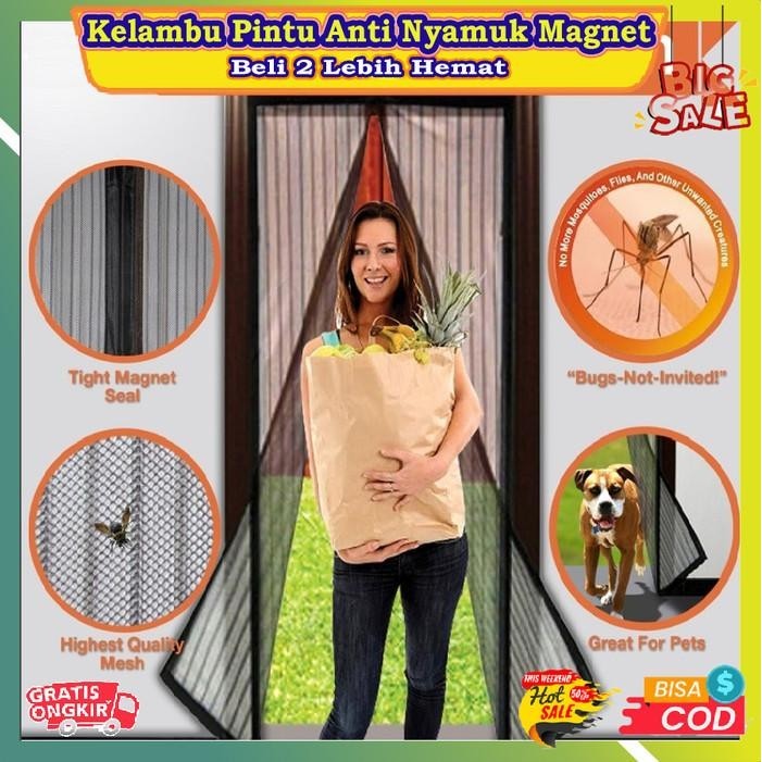 KELAMBU PINTU ANTI NYAMUK MAGNET/SLAMBU TIRAI PINTU POLOS 90X210 CM