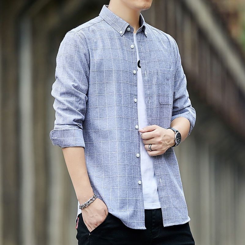 Plaid Oxford Men's Long Sleeve Shirt