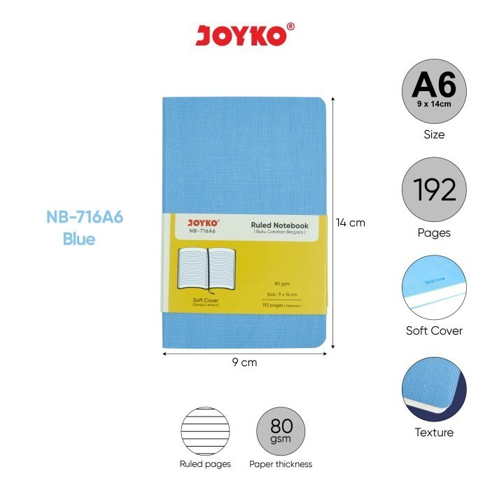 

Bergaransi Buku Tulis Catatan Bergaris Ruled Notebook Joyko Nb-716 A5~A6 Promo