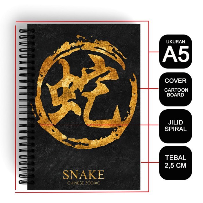 

Terbatas Notebook Cover Chinese Zodiak A5 Kotak Mandarin Spiral Kawat Hardcover Terbatas