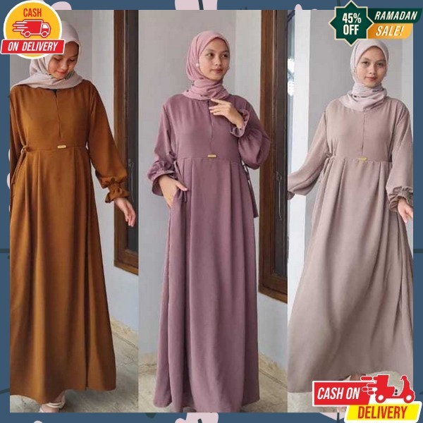 Longdress Cewek Busui Games2024 Games2024 Kekinian Lengan Panjang Gamis Ibu Bju Remaja Korea Style A