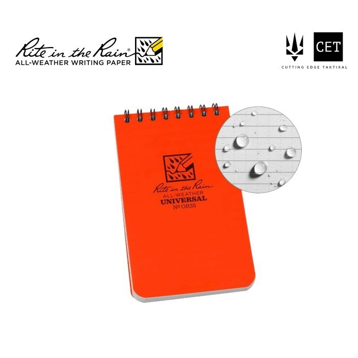

Terlaris Rite In The Rain Or35 Top-Spiral 3X5" Notebook Buku Tahan Air - Orange Trendi