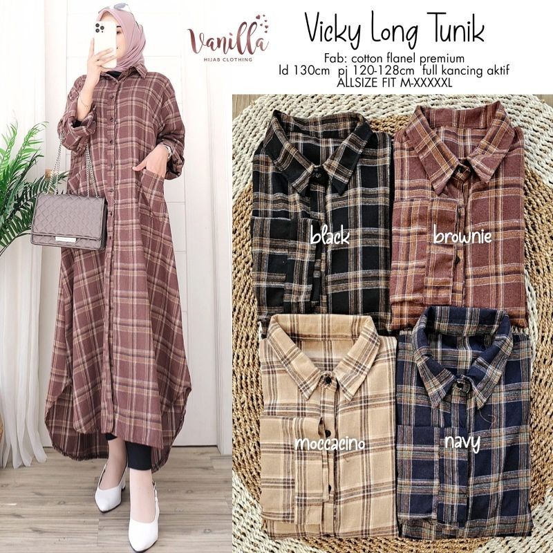 [BEST DEAL] VICKY LONG TUNIK #3 #4 COTON FLANEL PREMIUM by VANILLA