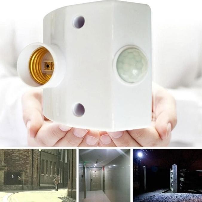 Terbaik Fitting Lampu otomatis Sensor Gerak Motion Adapter Lampu Holder E27 - e27