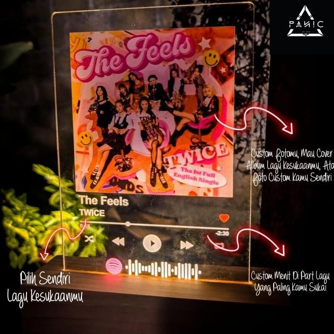 Special Lampu Tidur LED Akrilik 3D | Custom Spotify | HIGH QUALITY | Bisa SCAN - Akrilik + Stand ,.