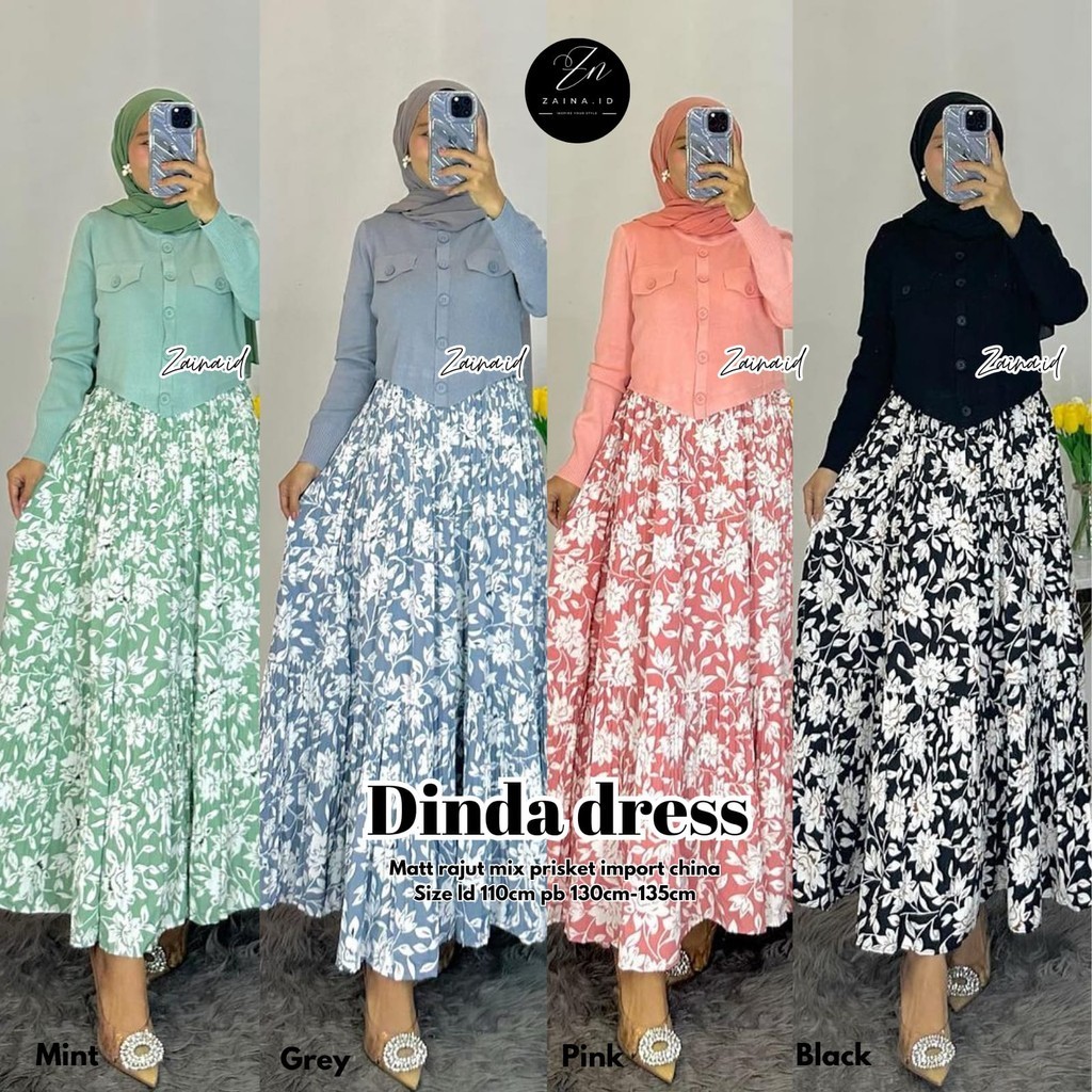 Zara Woman Dinda Dress//Hasya Dress//Milka Dress  Plisket Import Mix Rajut By Zaina.id
