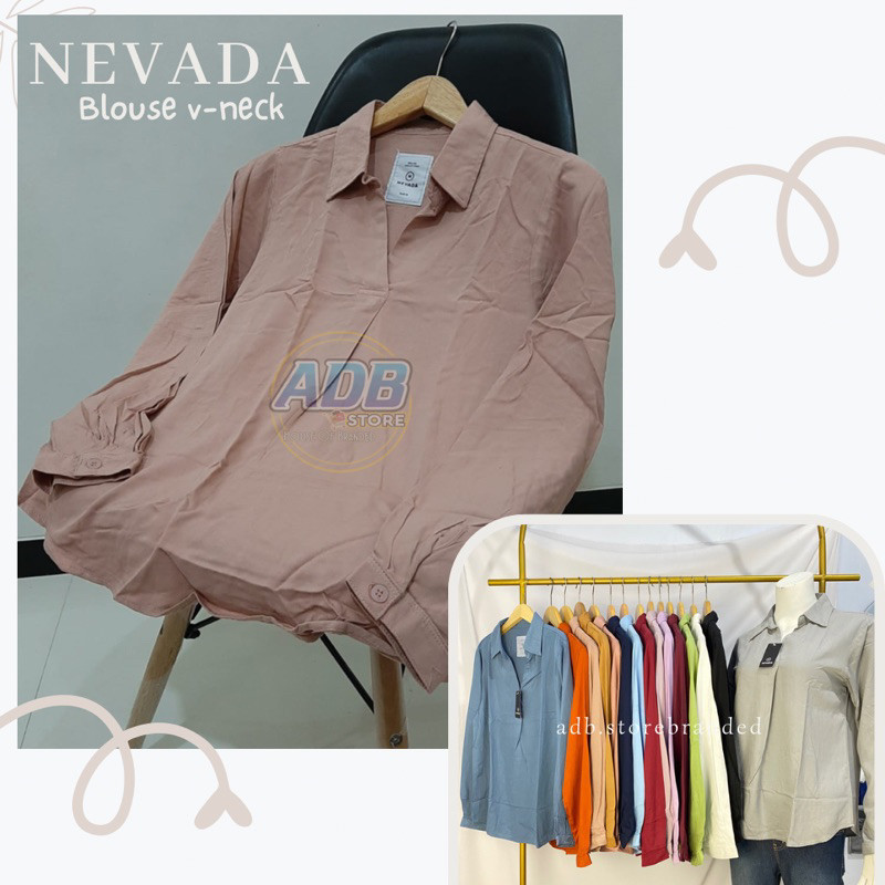 Promo Mega Sale 2.2 // Blouse Nevada Original rayon twill Atasan wanita kemeja polos cewek lengan