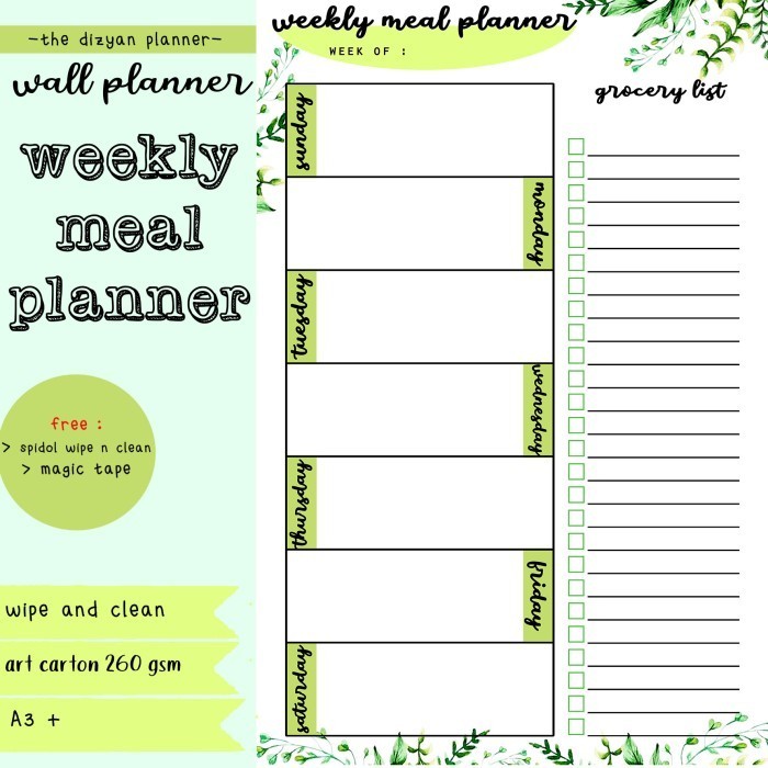 

Mudah Weekly Meal Wall Planner | Schedule Board | Wipe N Clean | Greeny Bergaransi