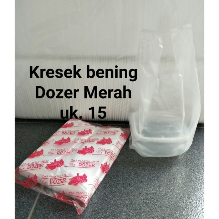 

] Kantong kresek bening / Kantong plastik Bening Dozer merah