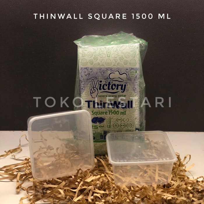 

] Thinwall Kotak Square 1500 ml untuk Kotak Plastik Puding Dessert Kue