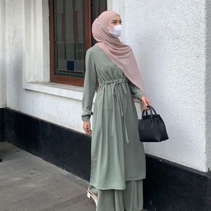 Gas Setelan Wanita One Set Rok Tunik Muslim Jumbo Zalina Set Ld 140