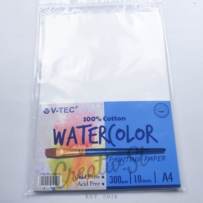 

Hadir V-Tec Water Color Paper 300 Gsm Cotton 10 Sheet A4 Hemat