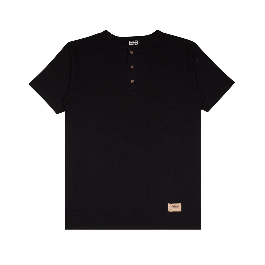 [BEST DEAL] MORWICK - Kaos Short Sleeve Lengan Pendek Pria - Polos Kancing Trigger Pendek - Hitam