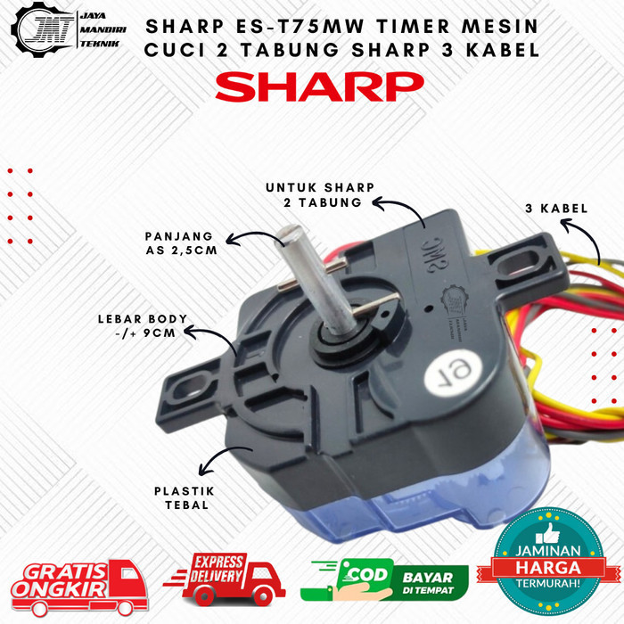 SHARP ES-T75MW TIMER WASH PENCUCI PENGGILING MESIN CUCI 2 TABUNG SHARP