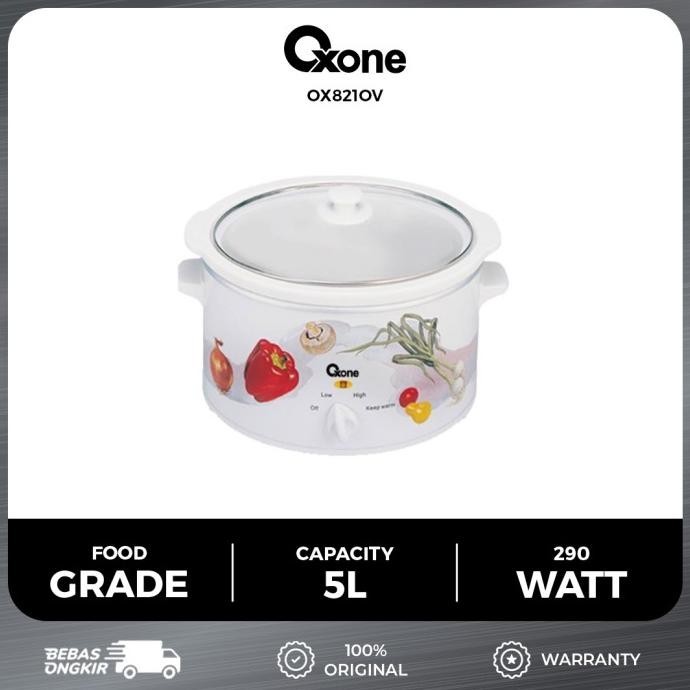 Best Seller Oxone Ox821Ov Slow Cooker Panci Kukus Keramik Oval 5L Jumbo White Berkualitas