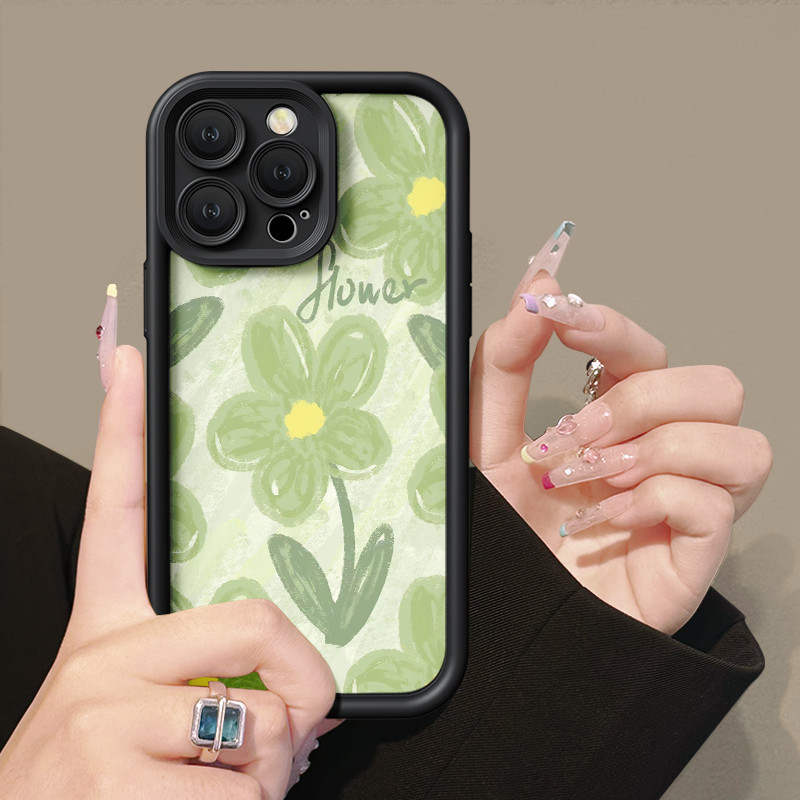 Green background flowers Case For OPPO A15 A16 For A57 A17 A52 A53 A54 A5 A18 A38 Soft Case For A7 A78 A58 A74 A78 A9 A76 A1 A94 Casing For RENO4 5 6 7 8T 7z F9 Pro Fullcover Case a55 softcase a5s kesing a17k 5f cesing a98 reno 8 f hp 2020 5g a95 a92 4g 4