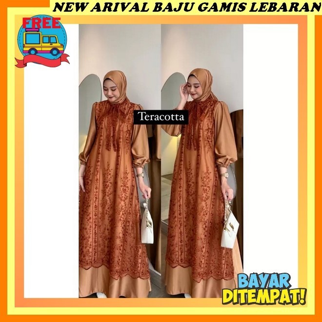 Hawary Set Kerudung Khimar Syar'I Abaya Gamis Dress Panjang Gaun Kondangan Pesta Muslimah Wanita By 